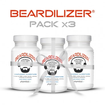 Beardilizer - Packa 3 flaskor med 90 kapslar - Skäggväxt Sammansättning