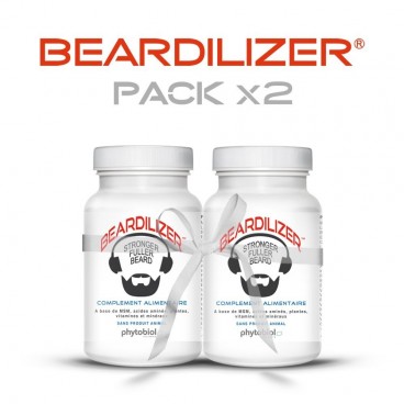 Beardilizer - Pakke 2 Flasker 90 Kapsler - Ansiktshår- og Skjeggvekstkompleks