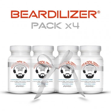 Beardilizer - Pakke 4 Flasker 90 Kapsler - Ansiktshår- og Skjeggvekstkompleks