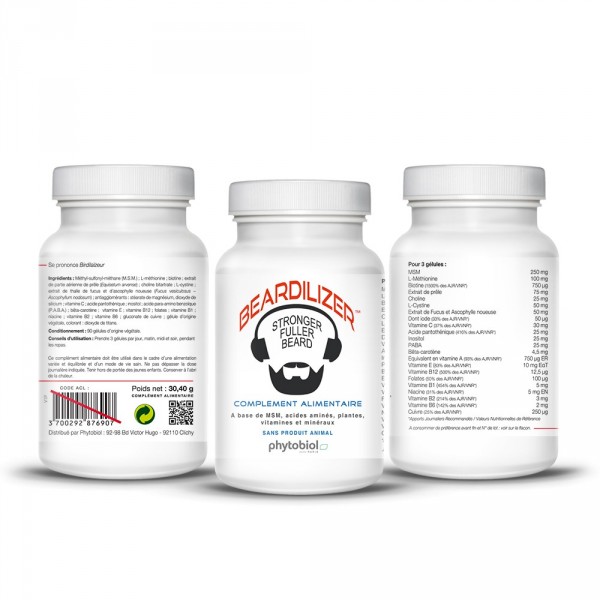 Beardilizer - Facial Hair and Beard Growth Complex for Men - 90 Capsules