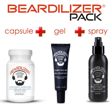 Pack Beardilizer Kapseln, Spray und Tonen Gel