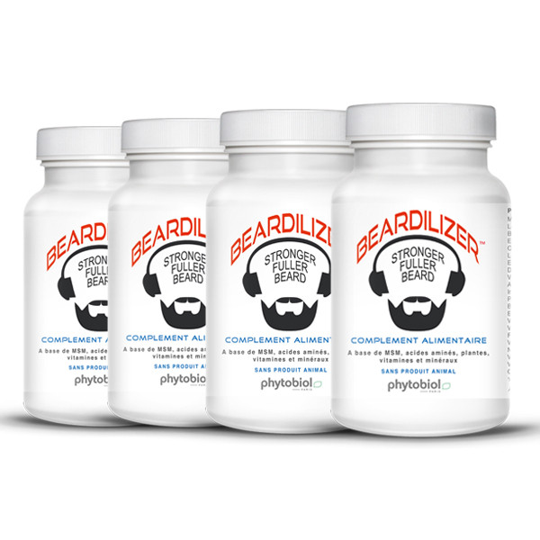Beardilizer - Lote 4 Botellas de 90 Cápsulas - Crecimiento de barba