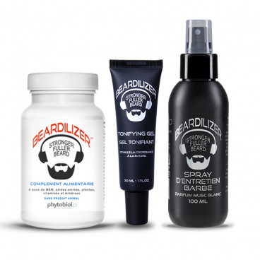 Beardilizer Capsules, Spray and Tonifying Gel Pack